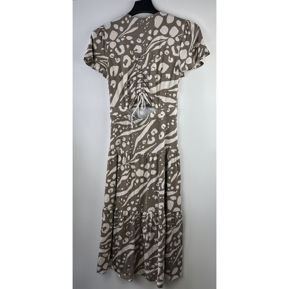 Cabi Swoon Dress Brown Tan Midi Maxi Cut Out Ruched Back 6147 Small Boho Chic - Picture 10 of 13